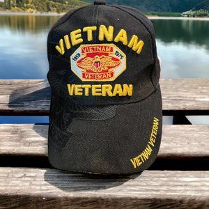 Vietnam Veteran Black Cap Hat CTS Hats Embroidered Adj